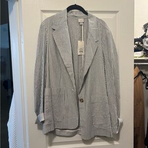 a new day Black and White Striped Blazer